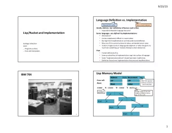 Language  Definition  vs.  Implementation  Most  of  251  so  far  Now  a