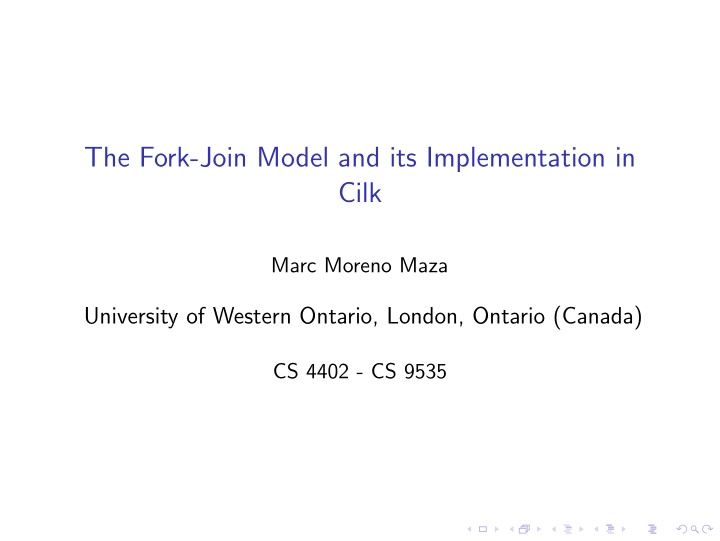 the fork join model and its implementation in cilk