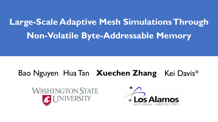 large scale adaptive mesh simulations through non