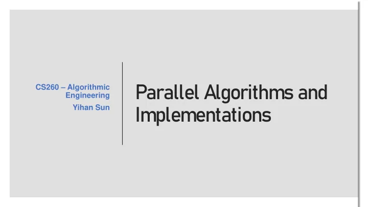 parallel algorithms and