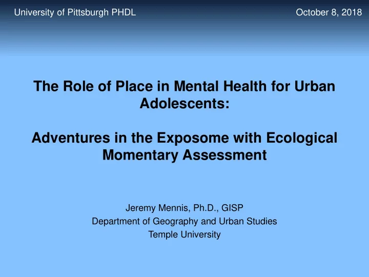 adventures in the exposome with ecological