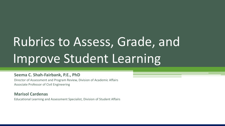 rubrics to assess grade and improve student learning
