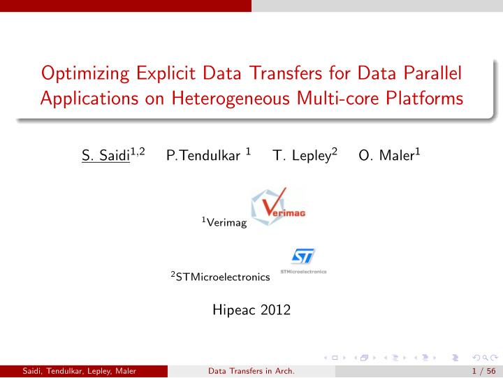 optimizing explicit data transfers for data parallel