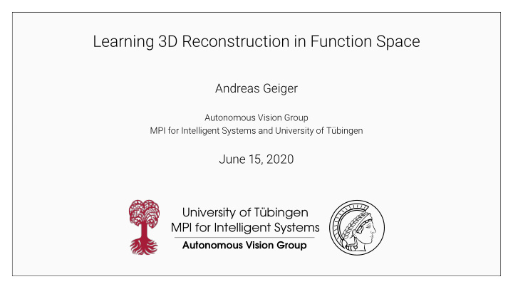 learning 3d reconstruction in function space