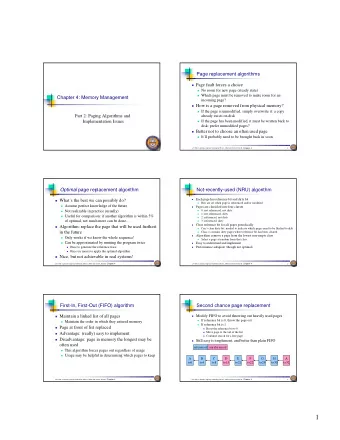1  Clock algorithm  Least Recently Used (LRU)  Same functionality as  Assume pages used