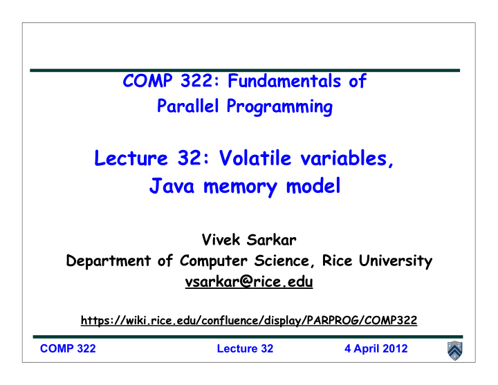 lecture 32 volatile variables java memory model