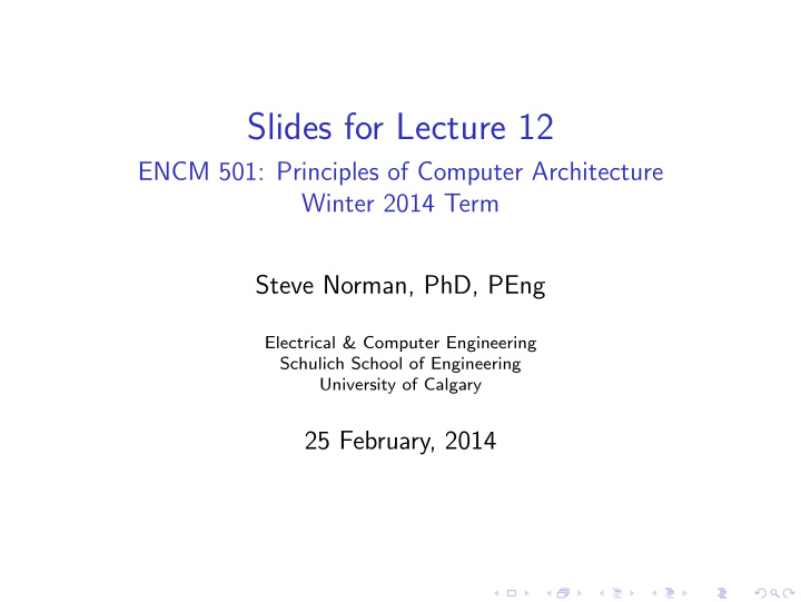 slides for lecture 12