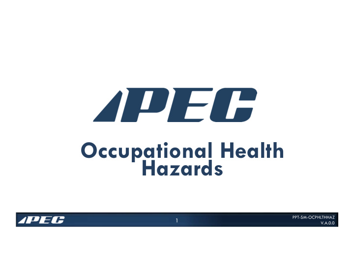 occupational health hazards