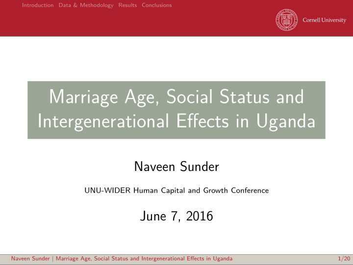 marriage age social status and intergenerational effects