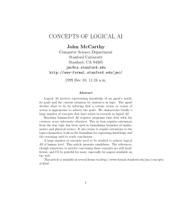 CONCEPTS OF LOGICAL AI  John McCarthy  Computer Science Department  Stanford University  Stanford,