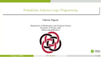 Probabilistic Inductive Logic Programming  Fabrizio Riguzzi  Department of Mathematics and Computer