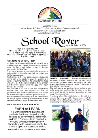 EARN or LEARN  It is worth reminding parents and  students that there is a policy being  adopted by