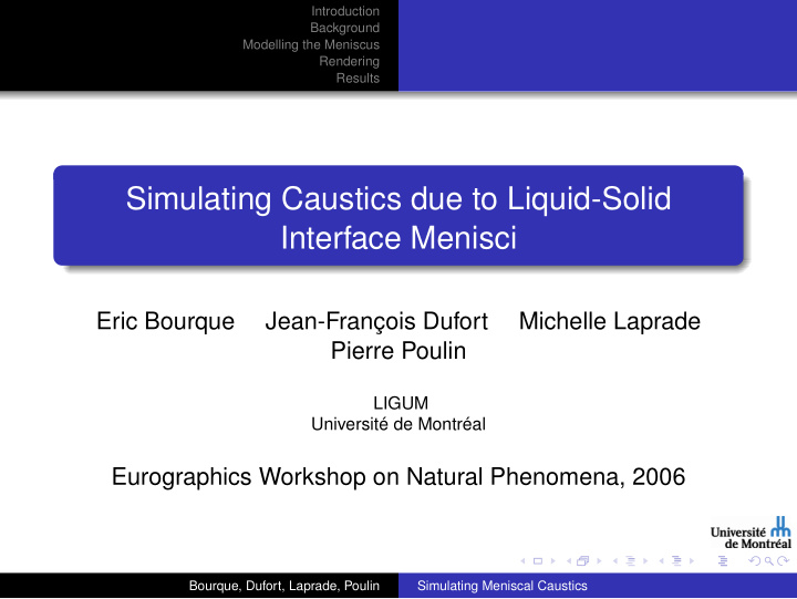 simulating caustics due to liquid solid interface menisci