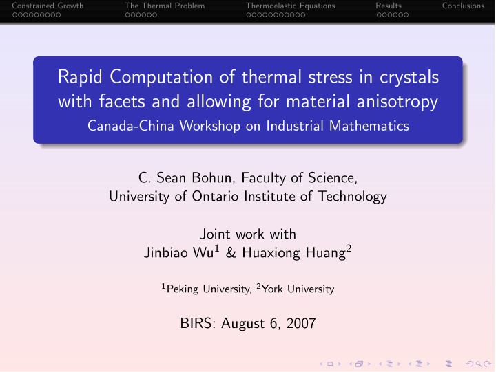 rapid computation of thermal stress in crystals with