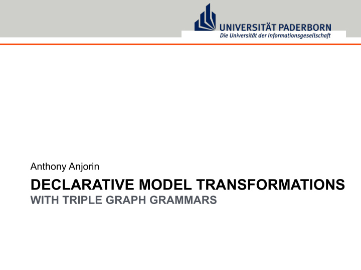 declarative model transformations