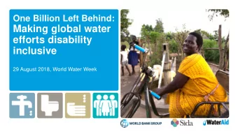 Making global water  efforts disability  inclusive  29 August 2018, World Water Week  Disabling