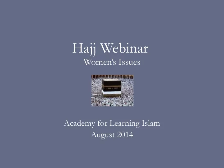 hajj webinar