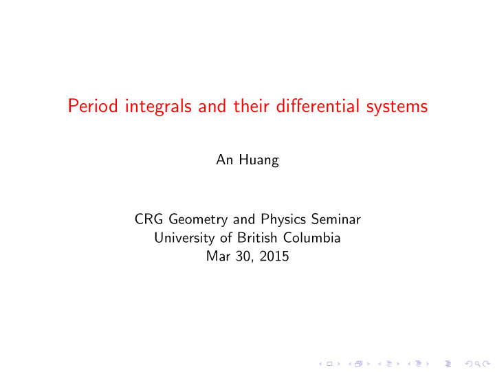 period integrals and their differential systems