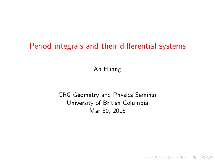 period integrals and their differential systems