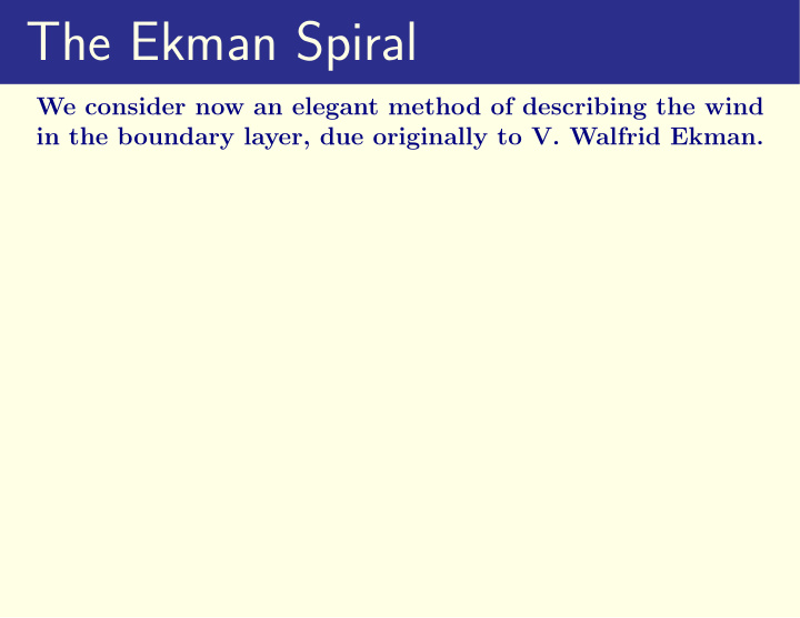 the ekman spiral