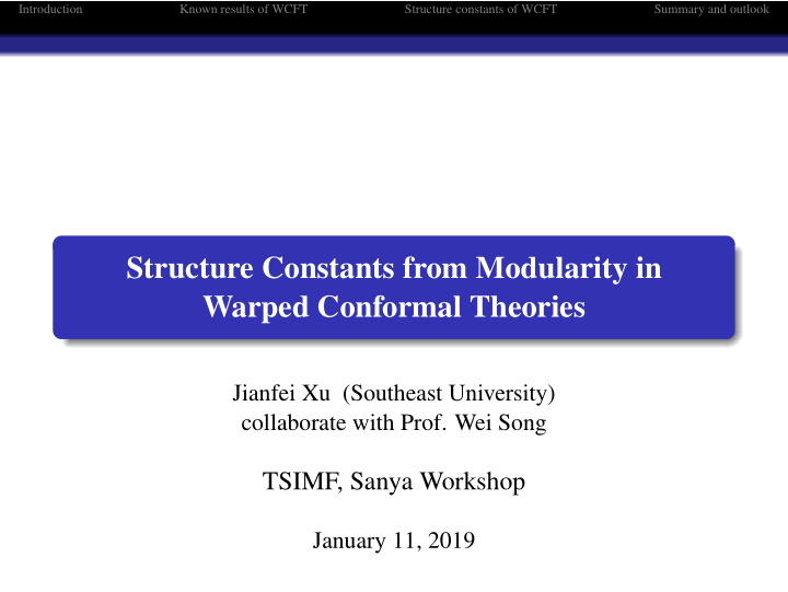 structure constants from modularity in warped conformal