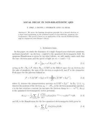 LOCAL DECAY IN NON-RELATIVISTIC QED  T. CHEN, J. FAUPIN, J. FR  OHLICH, AND I. M. SIGAL Abstract.