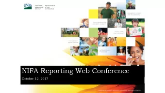 NIFA Reporting Web Conference  October 12, 2017  Start Recording  Adam Preuter  Adam is the
