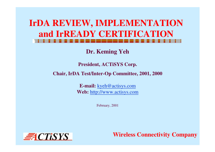 irda review implementation and irready certification