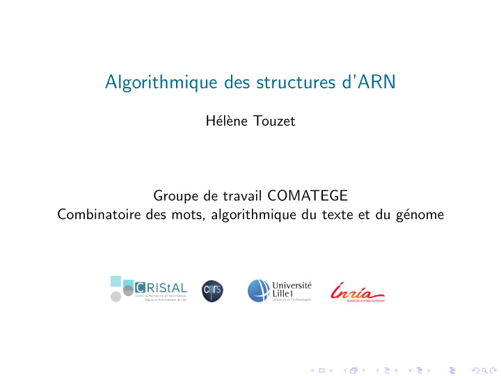 algorithmique des structures d arn