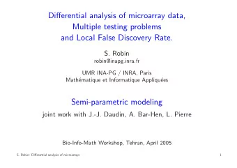 Differential analysis of microarray data,  Multiple testing problems  and Local False Discovery