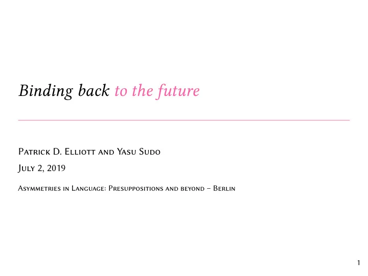 binding back to the future