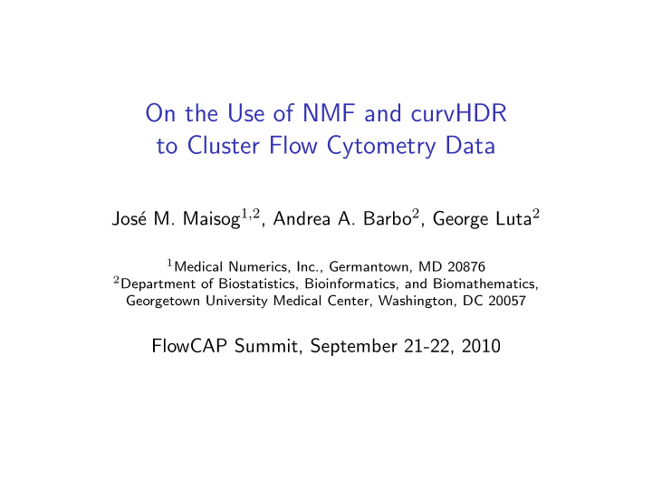 on the use of nmf and curvhdr to cluster flow cytometry