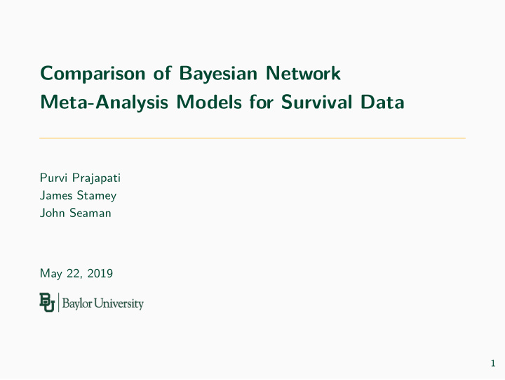 comparison of bayesian network meta analysis models for