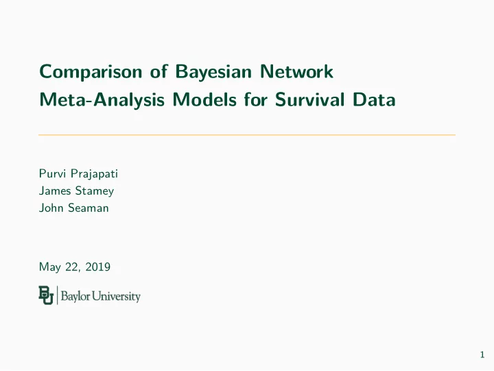 comparison of bayesian network meta analysis models for