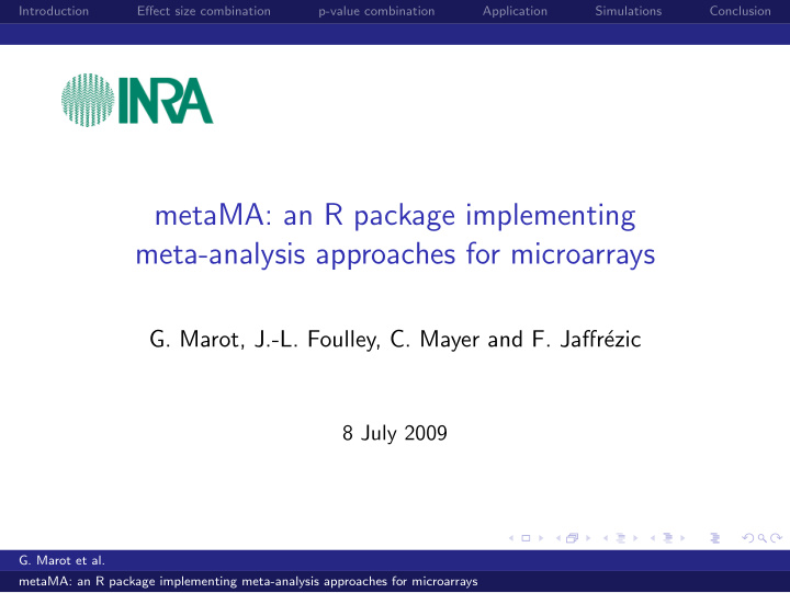metama an r package implementing meta analysis approaches
