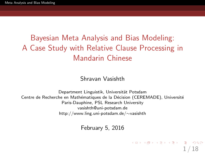 bayesian meta analysis and bias modeling a case study