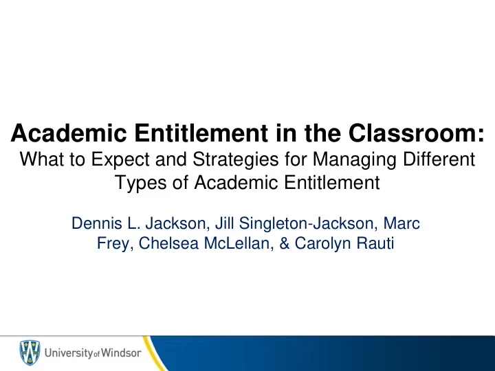 academic entitlement in the classroom