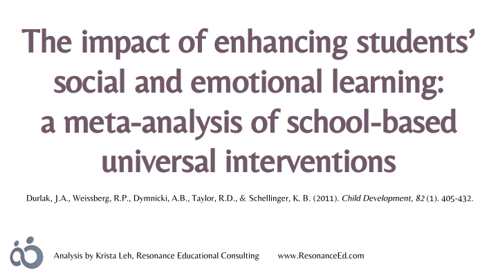 the impact of enhancing students social and emotional
