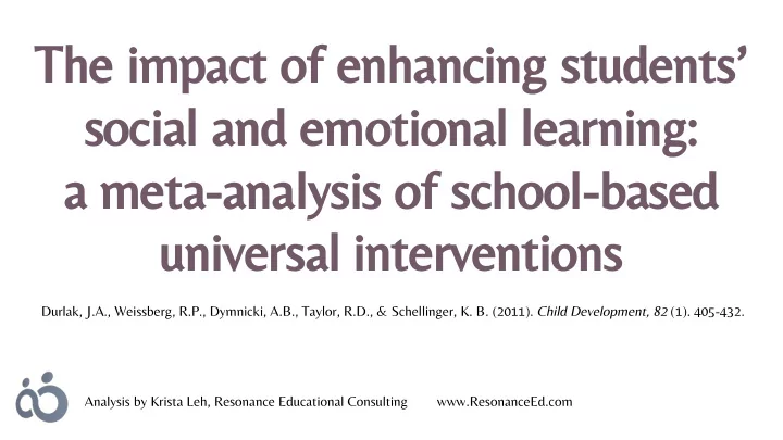 the impact of enhancing students social and emotional