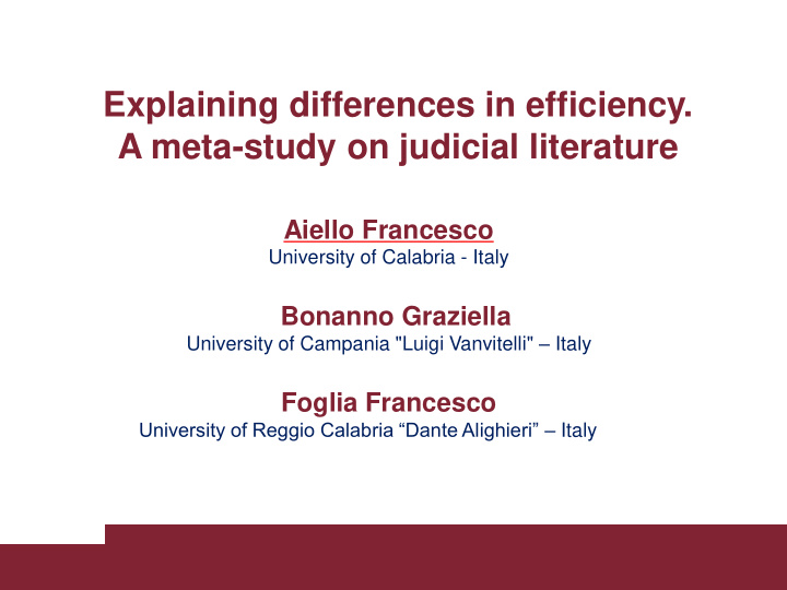 explaining differences in efficiency