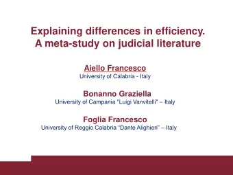 Explaining differences in efficiency.  A meta-study on judicial literature  Aiello Francesco