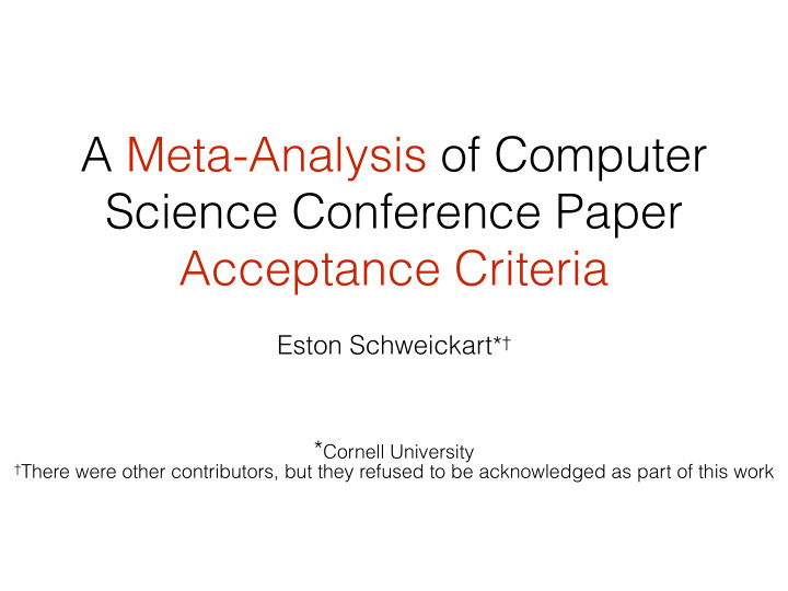 a meta analysis of computer science conference paper