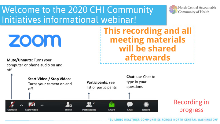 welcome to the 2020 chi community initiatives