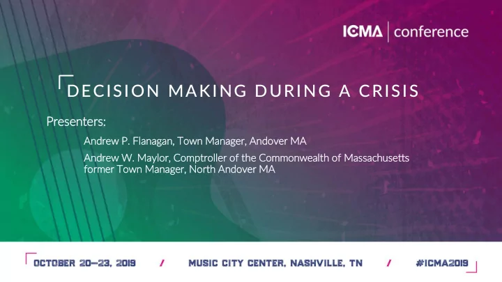 decision making during a crisis