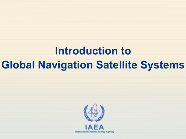 introduction to global navigation satellite systems