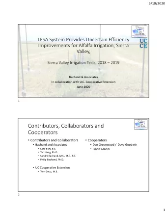 Contributors, Collaborators and  Cooperators  Contributors and Collaborators  Cooperators