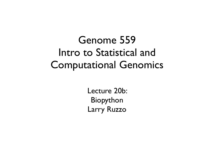 genome 559 intro to statistical and computational genomics