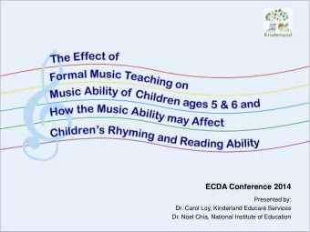 ECDA Conference 2014  Presented by:  Dr. Carol Loy, Kinderland Educare Services  Dr. Noel Chia,