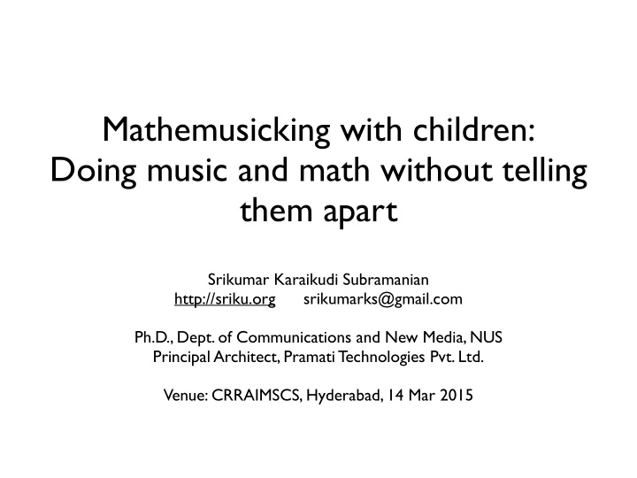 mathemusicking with children doing music and math without