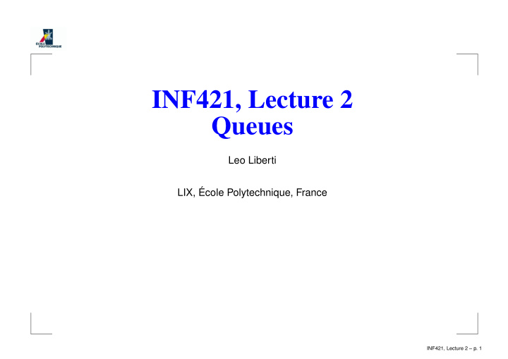 inf421 lecture 2 queues